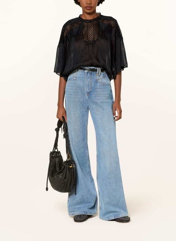 MARANT ÉTOILE Blusenshirt PARINA mit Spitze und Plissees SCHWARZ