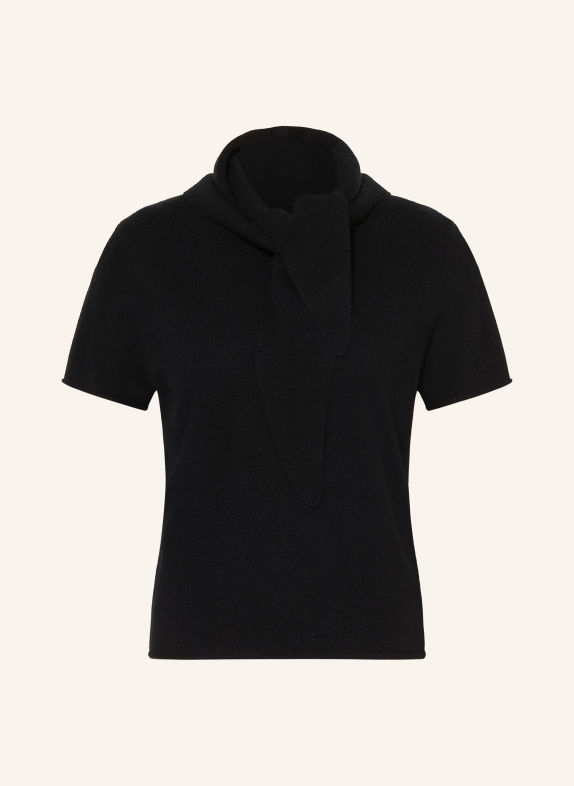 MRS & HUGS Strickshirt aus Cashmere mit abnehmbarem Schal SCHWARZ