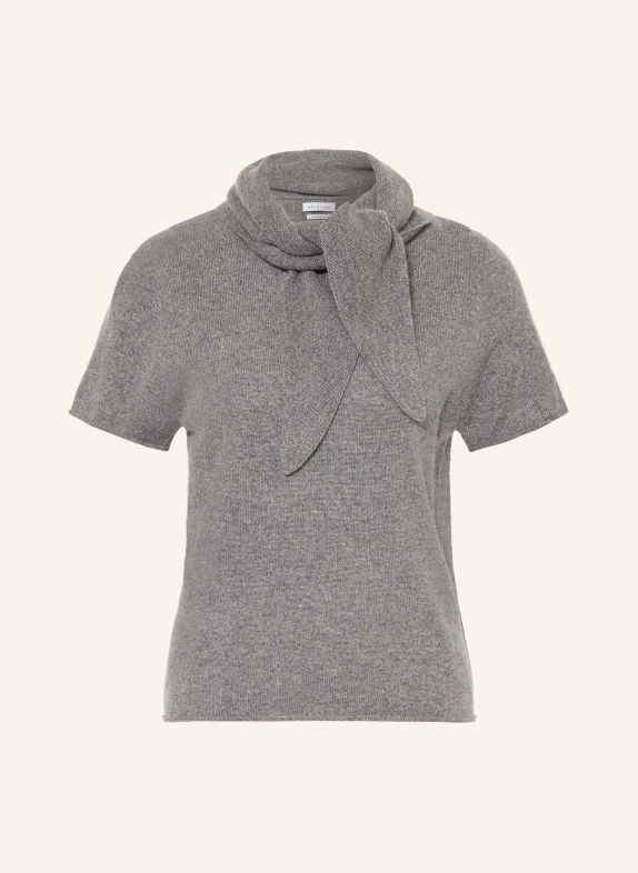 MRS & HUGS Strickshirt aus Cashmere mit abnehmbarem Schal GRAU