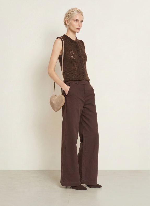 Johann & Johanna Gilet en maille avec mohair MARRON FONCÉ