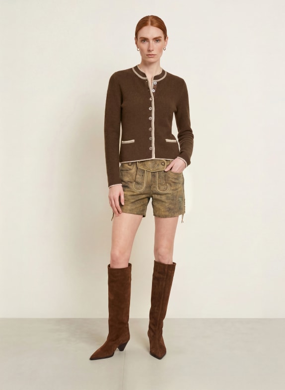 Johann & Johanna Vest met kasjmier MARRON FONCÉ / BEIGE / CRÈME