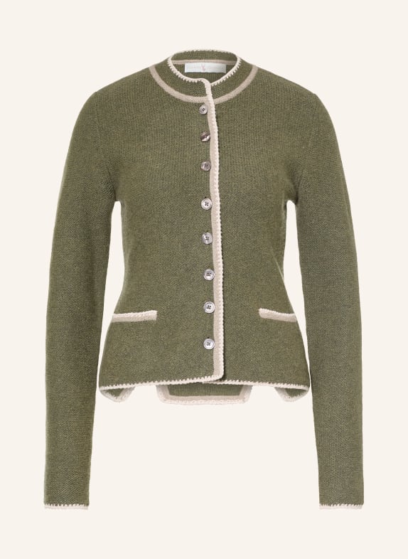 Johann & Johanna Gilet en cachemire OLIVE / BEIGE / CRÈME