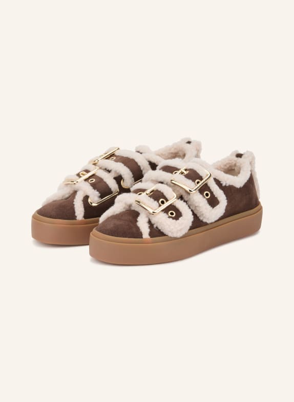 INUIKII Sneaker LOW VELCRO DUNKELBRAUN / BEIGE