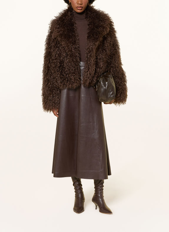 MRS & HUGS Faux-leather skirt DARK BROWN