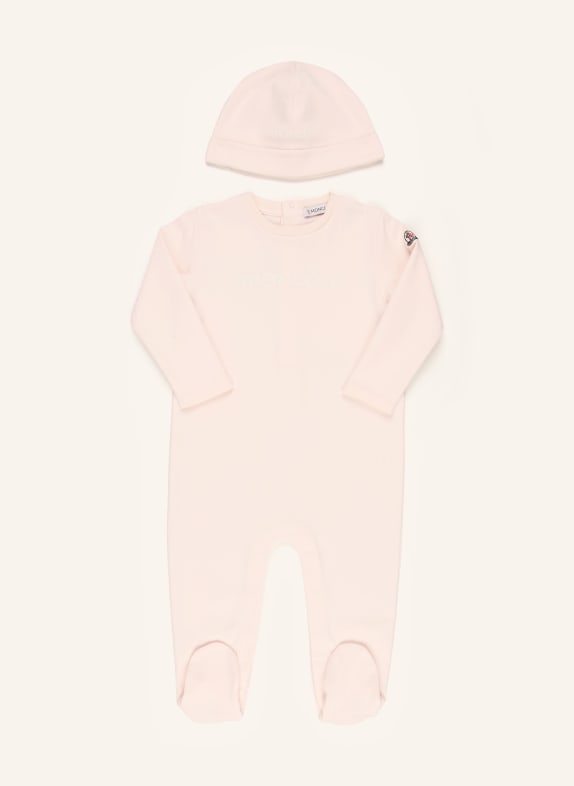 MONCLER enfant Set: Strampler und Mütze HELLROSA / WEISS