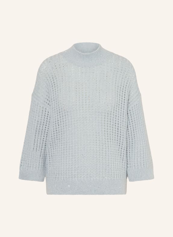 PESERICO Pullover mit Pailletten und 3/4-Arm BLAUGRAU