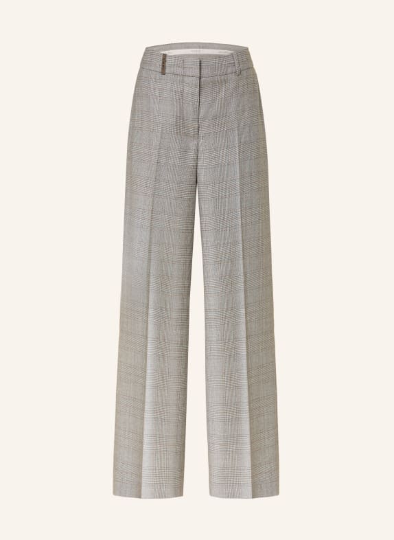 PESERICO Wide-leg trousers GRAY / BROWN