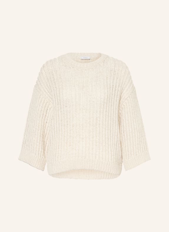 PESERICO Sweter z rękawami 3/4 i błyszczącą przędzą ECRU