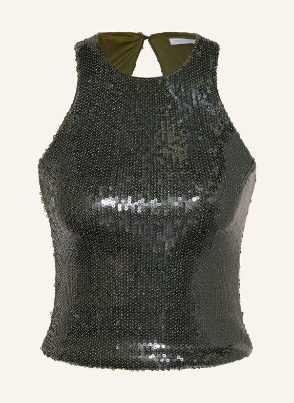 PATRIZIA PEPE Blouse-style top with sequins DARK GREEN