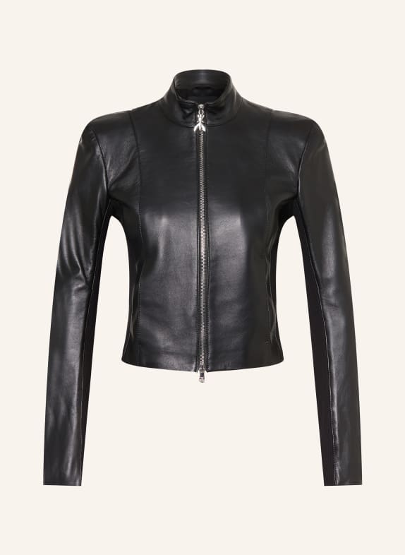 PATRIZIA PEPE Leather jacket in a mix of materials BLACK