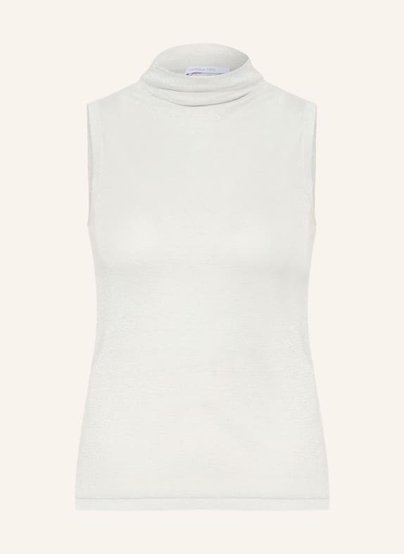PATRIZIA PEPE Knit top with glitter yarn LIGHT GRAY / SILVER