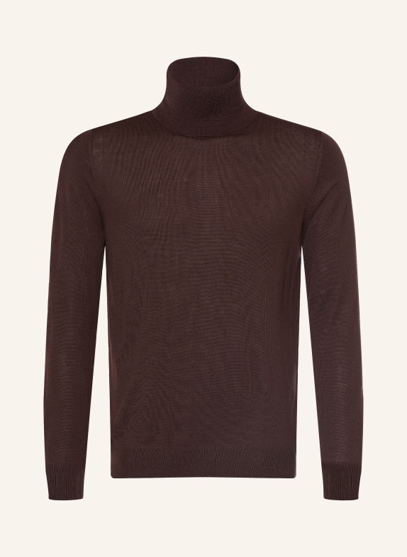 PAUL Rollkragenpullover aus Merinowolle DUNKELBRAUN