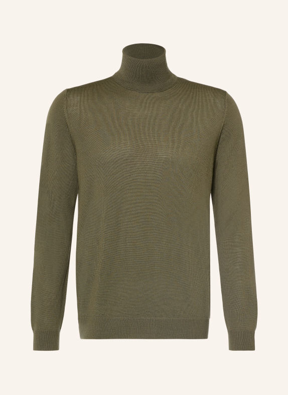 PAUL Rollkragenpullover aus Merinowolle OLIV