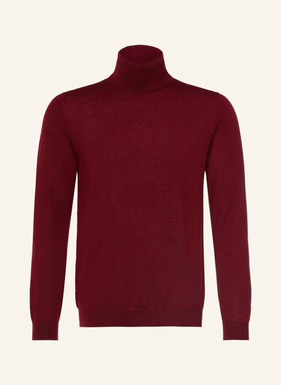 PAUL Rollkragenpullover aus Merinowolle DUNKELROT