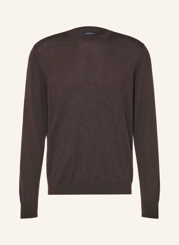 STROKESMAN'S Pullover aus Merinowolle DUNKELBRAUN