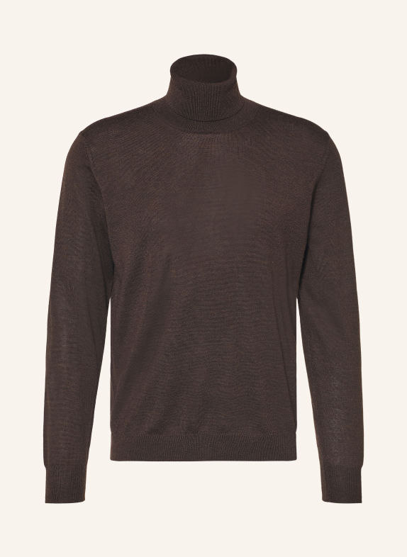 STROKESMAN'S Merino wool turtleneck sweater DARK BROWN