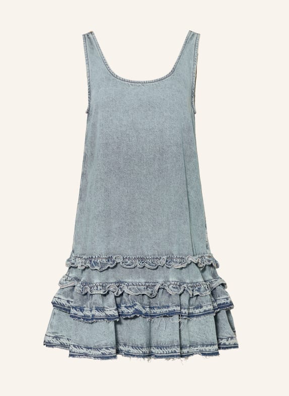 GANNI Denim dress with ruffles LIGHT BLUE