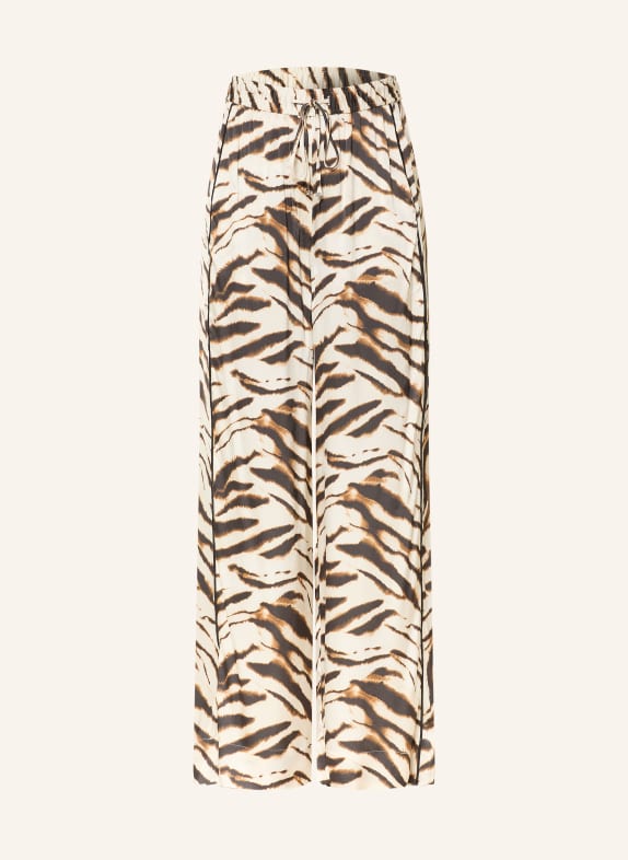 GANNI Satin wide-leg trousers LIGHT BROWN / BROWN / BLACK