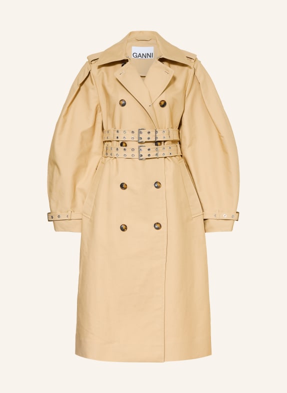 GANNI Trench cu nituri CAMEL