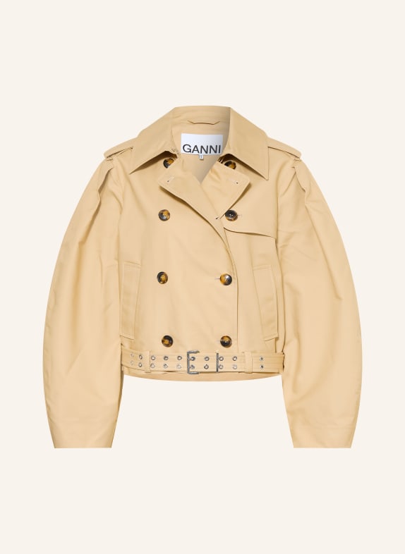 GANNI Jachetă trench cu nituri CAMEL