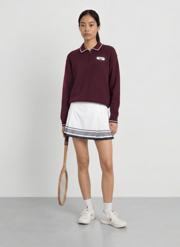 LACOSTE Gebreid poloshirt DONKERROOD