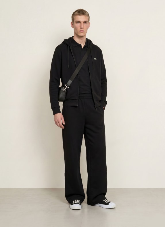 LACOSTE Tricou polo din tricot NEGRU