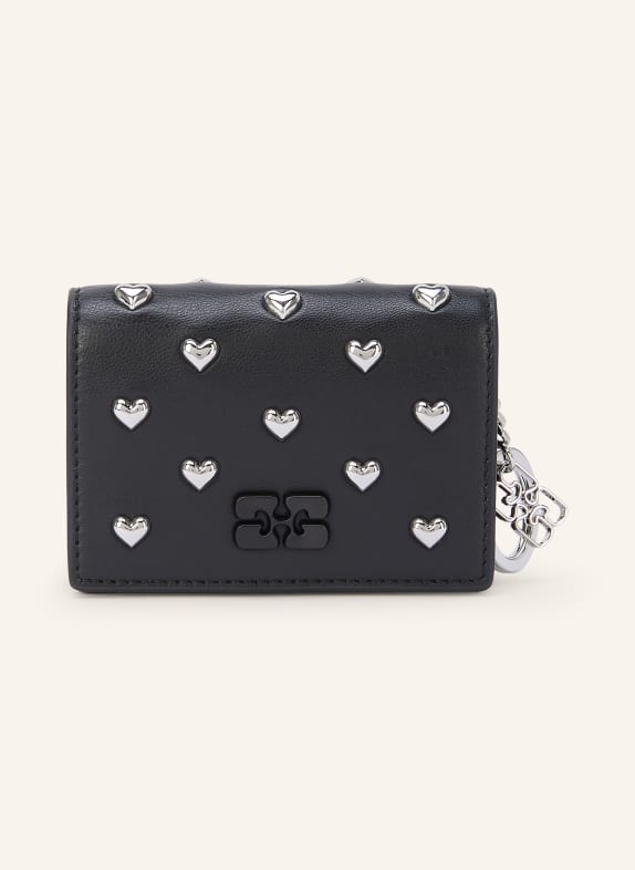 GANNI BOU Wallet with Rivets BLACK / SILVER