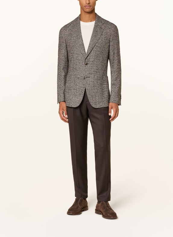 windsor. Colbert GIORNO Extra Slim Fit MARRON FONCÉ / TAUPE / WIT