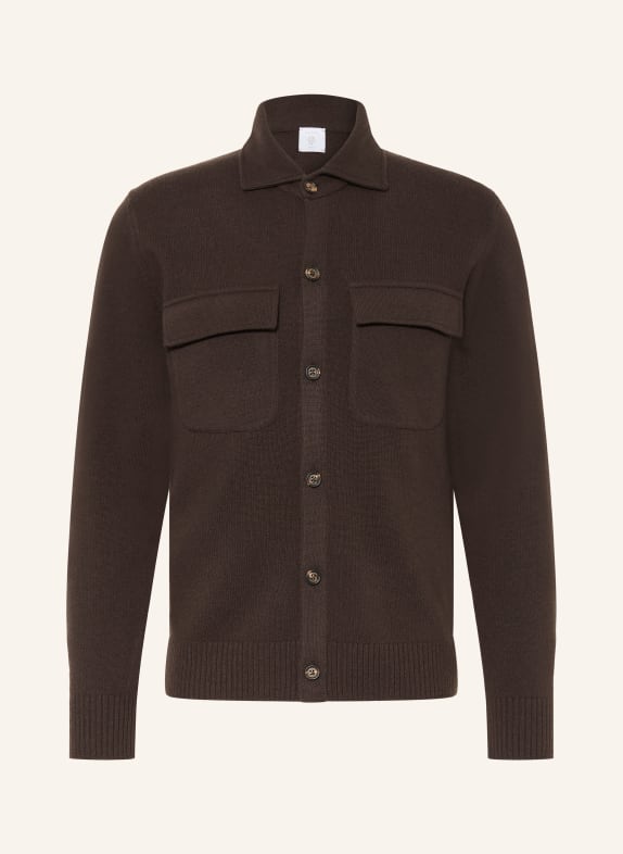 eleventy Stickad overshirt MÖRKBRUN