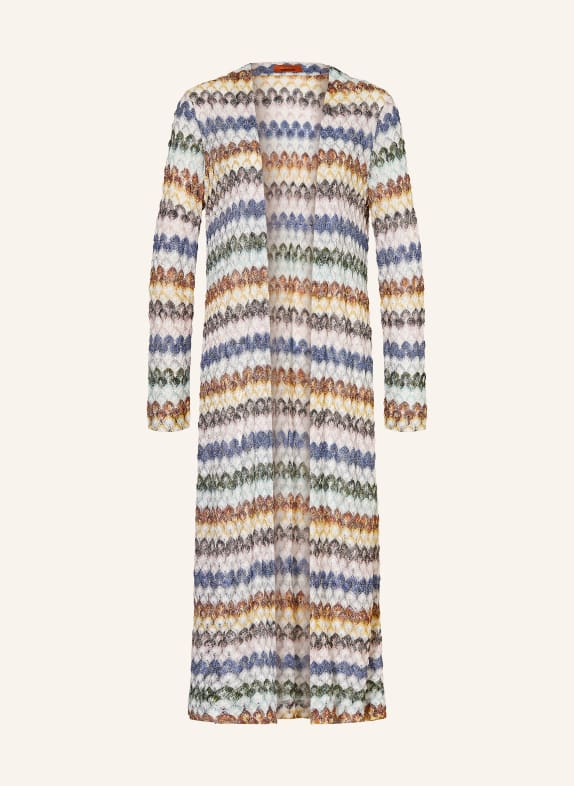 MISSONI Knit wrap with glitter yarn WHITE / BROWN / BLUE