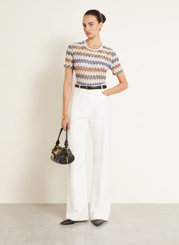MISSONI Strikket T-shirt med glimmergarn CREME / MØRKEGRØN / BLÅ