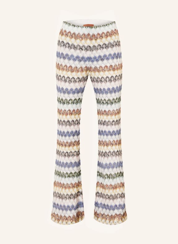 MISSONI Pantaloni din tricot cu fir strălucitor ALB / MARO / ALBASTRU