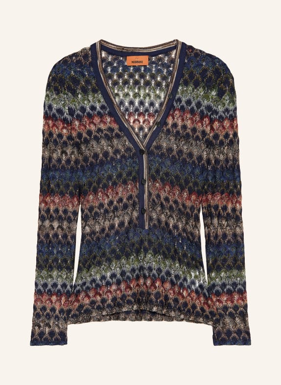 MISSONI Strickbluse mit Glitzergarn DUNKELBLAU / ROT / GRÜN