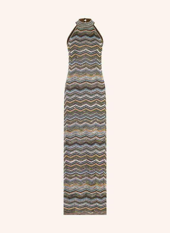 MISSONI Robe en maille avec fil pailleté et paillettes MARRON FONCÉ / ORANGE / TURQUOISE