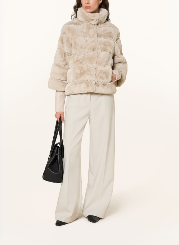 RINO & PELLE Kunstfell-Jacke im Materialmix BEIGE