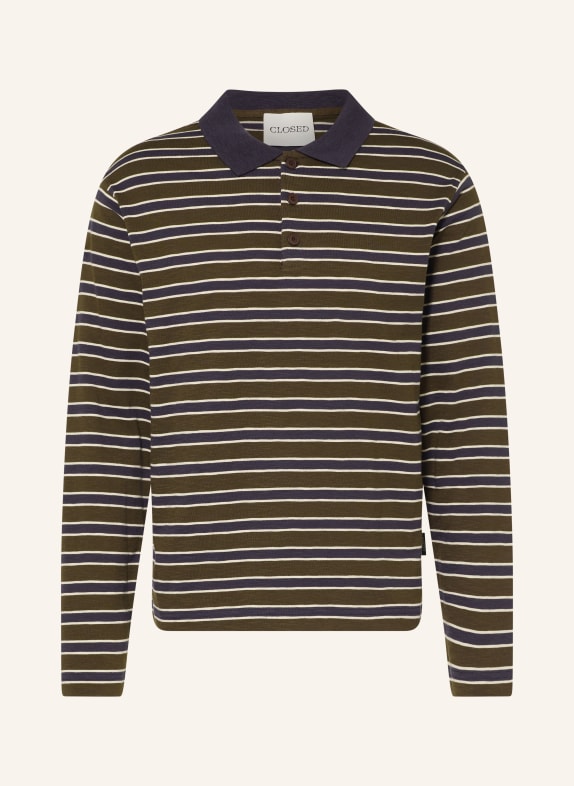 CLOSED Jersey-Poloshirt BRAUN / DUNKELBLAU / WEISS