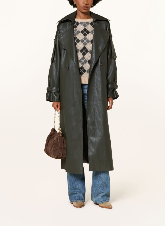 MRS & HUGS Leather-look Trench coat DARK GREEN