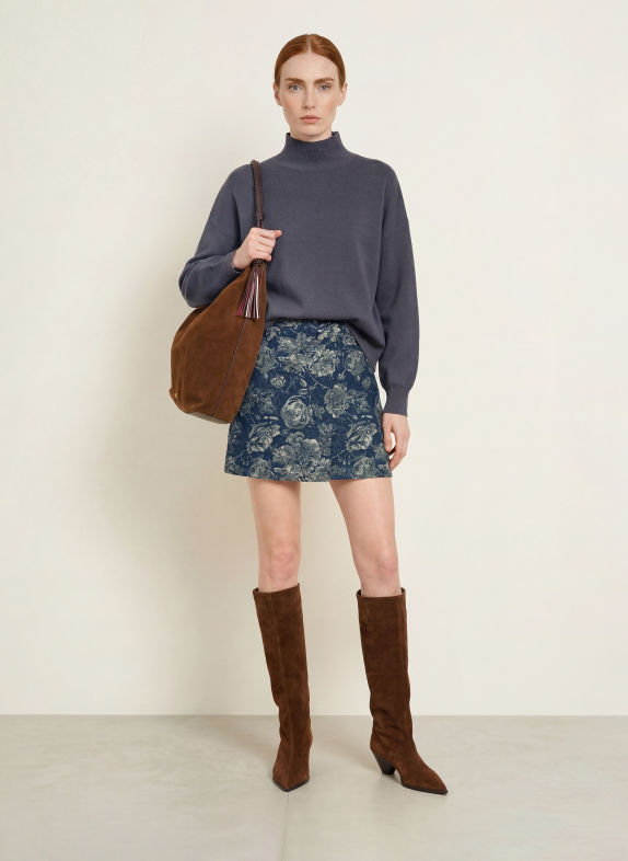MSCH COPENHAGEN MSCHTITA wrap skirt made of jacquard DARK BLUE