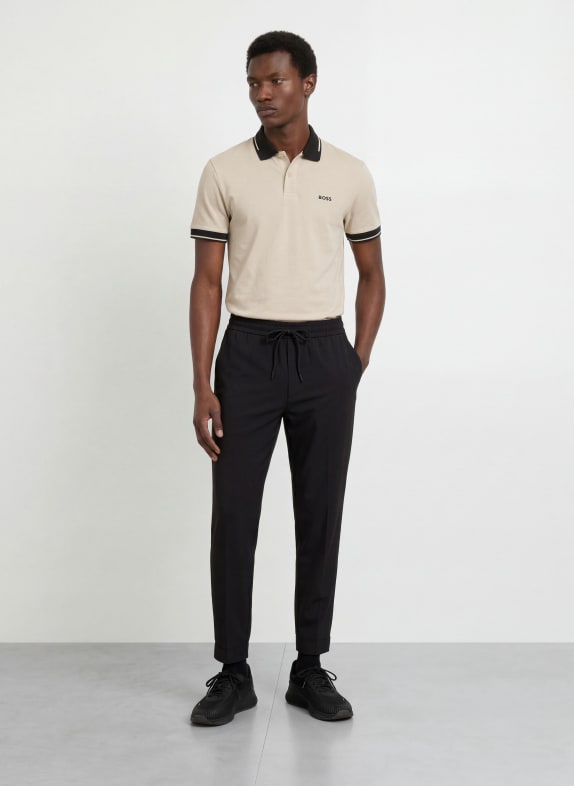 BOSS Jersey-poloskjorte NETWORK Slim Fit BEIGE / SORT