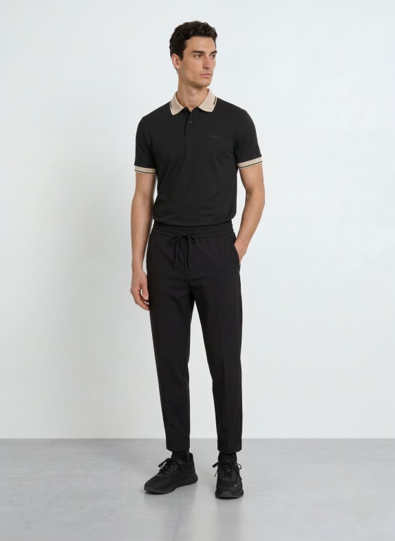 BOSS Jersey-poloskjorte NETWORK Slim Fit SORT / BEIGE