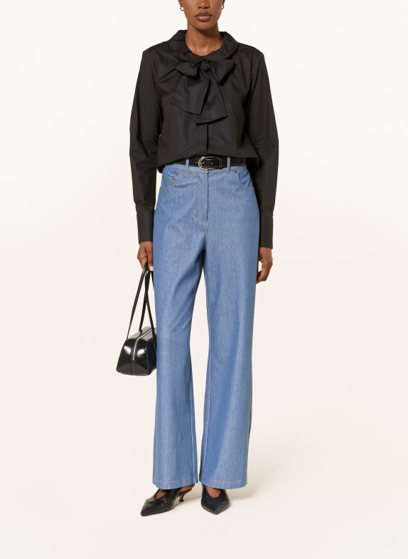 van Laack Blouse VL-BIETAS-SV met afneembare strik ZWART