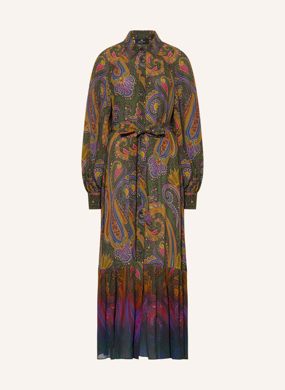 ETRO Shirt dress DARK GREEN / PINK / BLUE