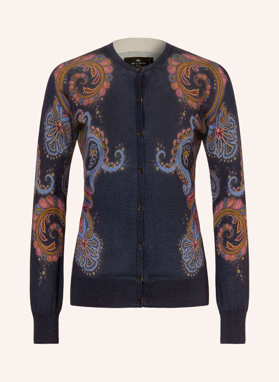 ETRO Cardigan with silk and cashmere DARK BLUE / CAMEL / PINK