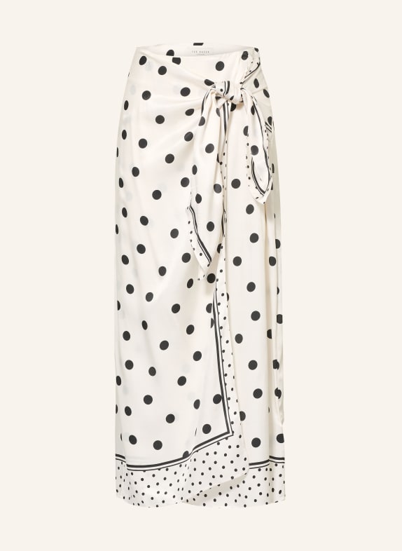 TED BAKER ALBBAA wikkelrok van satijn WIT / ZWART