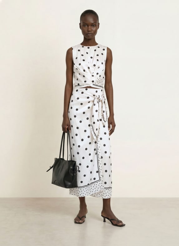 TED BAKER ALBBAA wikkelrok van satijn WIT / ZWART