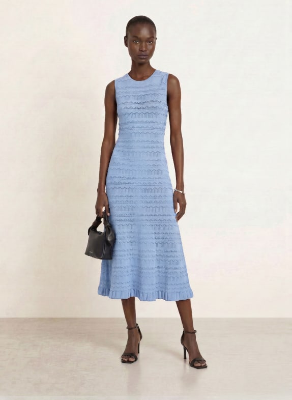 TED BAKER Strickkleid CAHRLIE mit Rüschen HELLBLAU