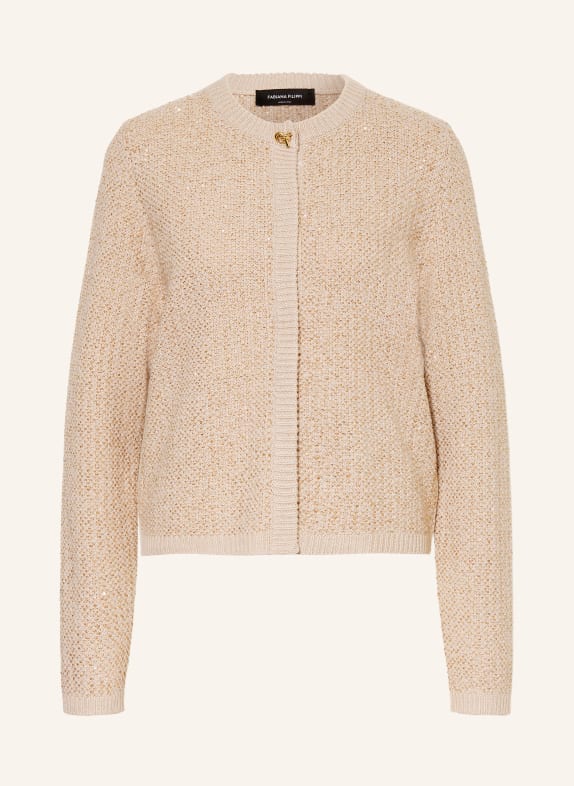 FABIANA FILIPPI Cardigan made with merino wool and sequins BEIGE