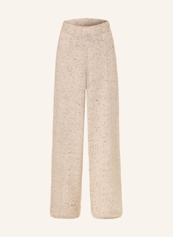 FABIANA FILIPPI Knitted pants with glitter yarn BEIGE / GOLD / DARK BROWN