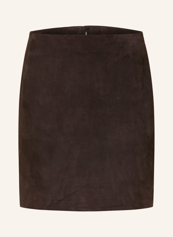 ROTATE Leren rok MARRON FONCÉ