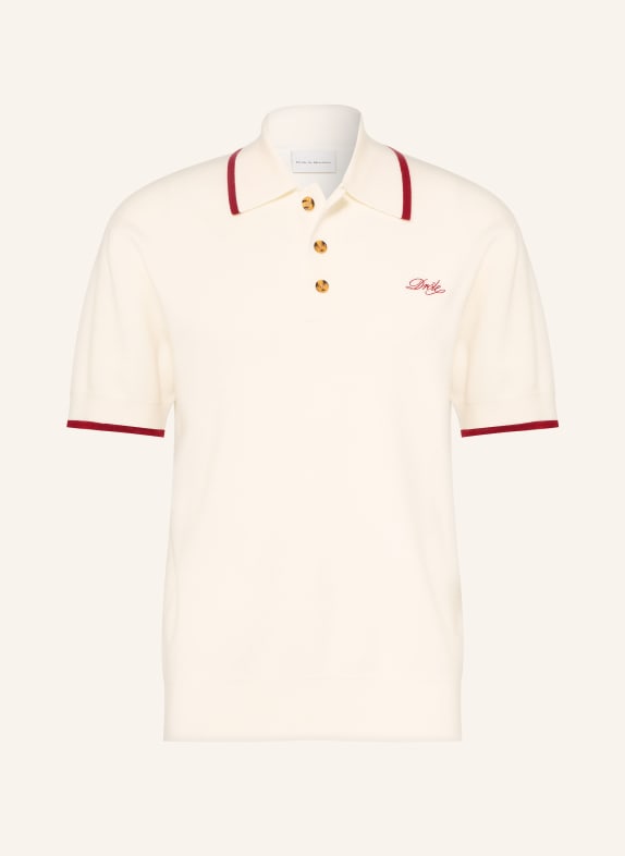 DRÔLE DE MONSIEUR Gebreid poloshirt WIT / DONKERROOD